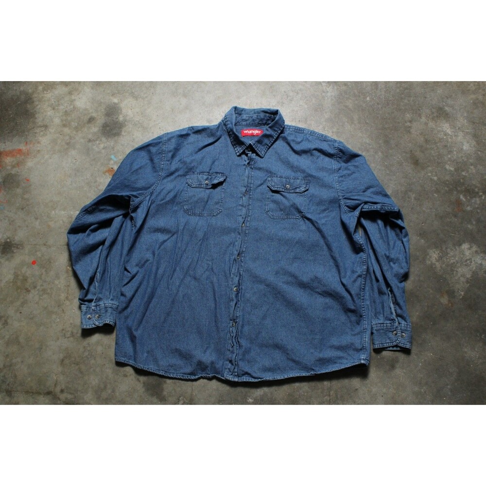 Vintage Y2K Wrangler Denim Long Sleeve Button Down Shirt - 3XL